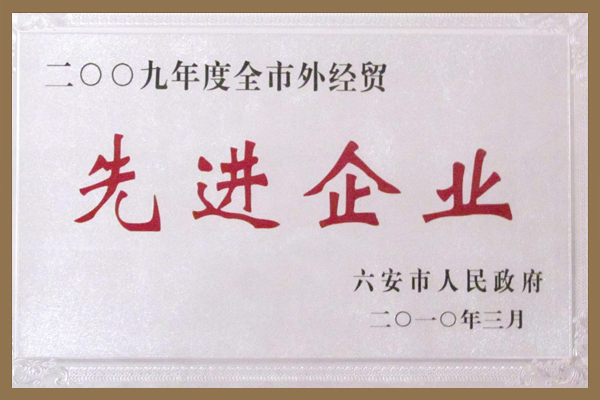 六安市政府授予集團全市外經(jīng)貿(mào)先進企業(yè)榮譽稱號。