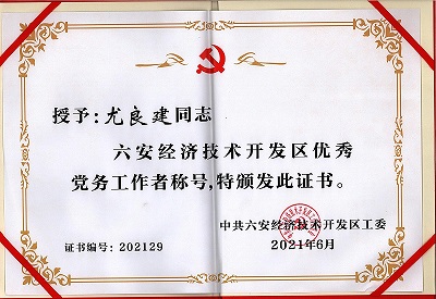 優(yōu)秀黨務工作者證書